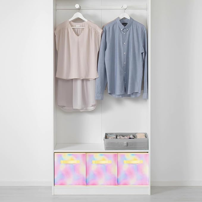 PowerKing Collapsible Storage Cubes, Farbic Storage Bins, Rhyme, 2 Pack | Sturdy, Lightweight, Easy Pull Handle, Closet & Shelf Organizer, Clothes and Toys Storage, 10.5'' x 11'' x 10.5''