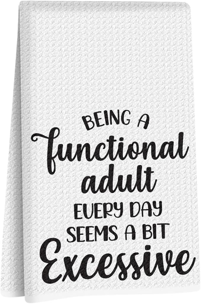 Hanamiya Na Adult Humor Kitchen Towels 24x14 Inch, Funny Saying Reusable Dish Towels for Kitchen Bathroom Decor, Waffle Weave Absorbent Hand Cloth Tea Towel, Humorous Gifts for Women Mom Friend