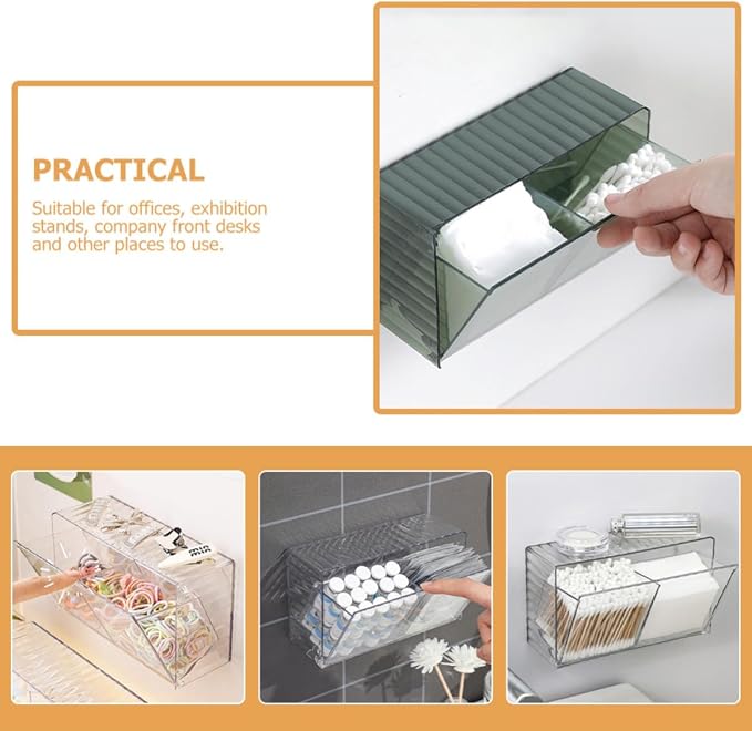Ipetboom 2pcs Wall Mounted Cotton Swab Box with Lid Pet Large Organizer