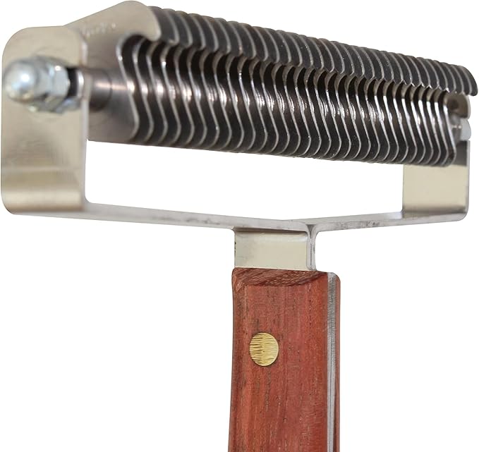 Mars Coat King Triple Wide Dematting Undercoat Grooming Rake Stripper Tool for Horses, Stainless Steel with Wooden Handle, Made in Germany, 30 Blade Heavy Coat