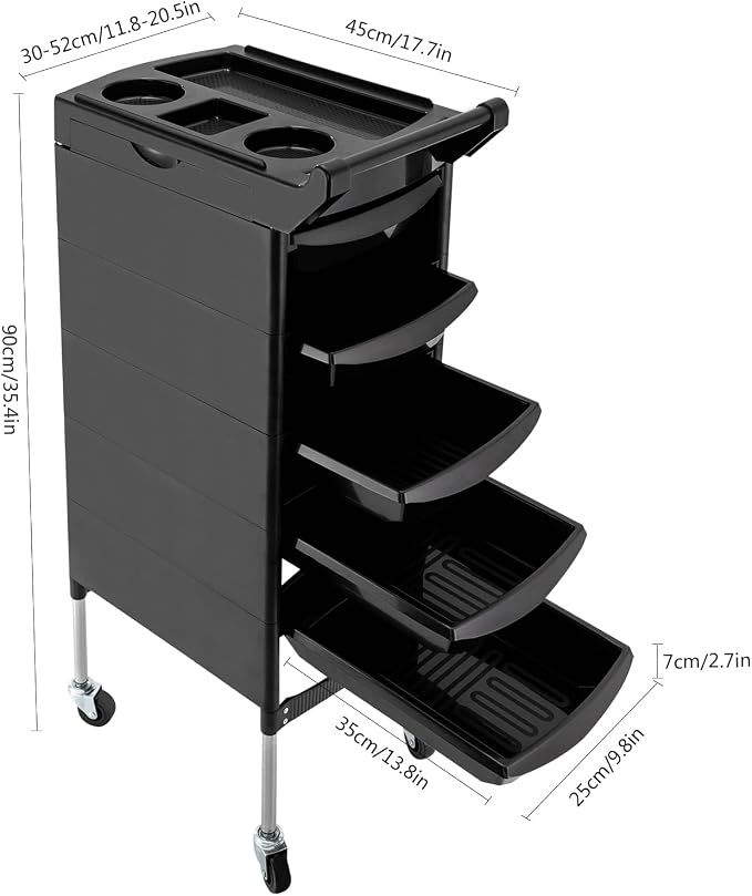 6 Tiers Salon Trolley, 20.5*17.7in Hair Salon Storage Tool Lockable Beauty Storage Organizer Tool Beauty Rolling Trolley Salons Styling Station with Universal Wheels for Beautys Salons Barber Stores