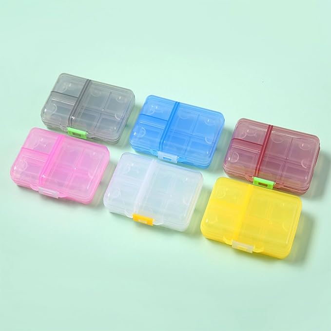 Large Travel Pill Organizer Box, Daily Medicine Dispenser Reminder | 9 Compartment Weekly Supplement Pill Holder Planner, Double Seal Portable Vitamin Fish Oil Capsule Container, Transparent
