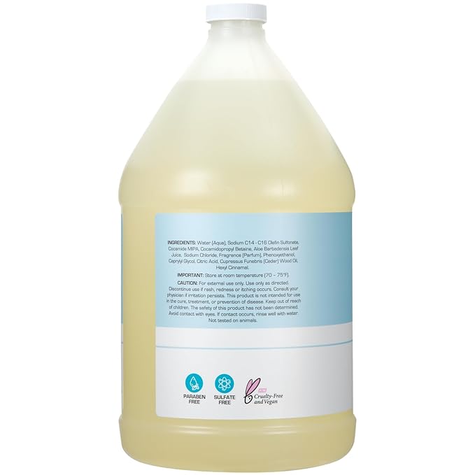Ginger Lily Farms Club & Fitness Moisturizing Shampoo for All Hair Types, 100% Vegan & Cruelty-Free, Rain Water Scent, 1 Gallon (Pack of 4)