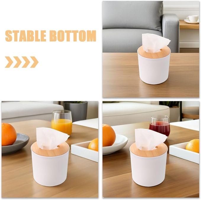 3pcs Tissue Box Cover with Removable Lid and Pet Body | White Finish, Portable Tabletop Use, Stable Organizer for Bathrooms and Offices