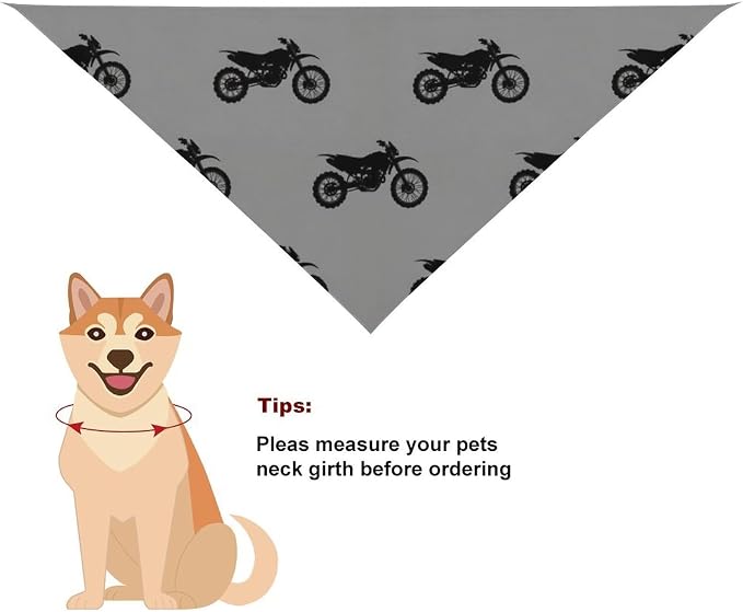 Lightweight and Breathable Motorcycle Dirt Bike Black Grey Pet Scarf Accessories for Small, Medium, Large Dogs, Cats Beach Outings, Going Out, Daily Use