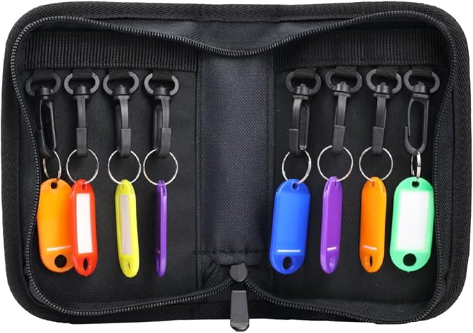 Sdstone Portable Zippered Key Organizer, Fireproof Key Case with 8 Key Hooks and Tags,Waterproof Key Binder,Portable Key Storage for Estate Sales Hotel Executives and Car Service