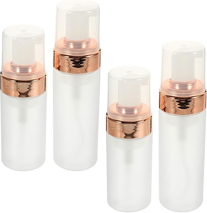 4pcs Pet Foam Pump Bottles Set Leak Proof Travel Cosmetic Containers with 3 Oz and 5 Oz Capacity, Stylish and Elegant Design for Daily Use at Home