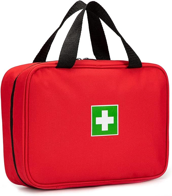 Red First Aid Bag Empty Travel Rescue Pouch First Responder Storage Medicine Emergency Bag for Car Home Office Kitchen Sports Outdoors (Red)