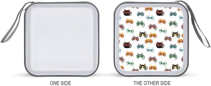 Portable CD Holder Case with Strap Cute Cats Animals Pet Cat Lovers Kawaii, 40-Capacity Hard Plastic Storage Binder, Protective Wallet for Car Office Travel