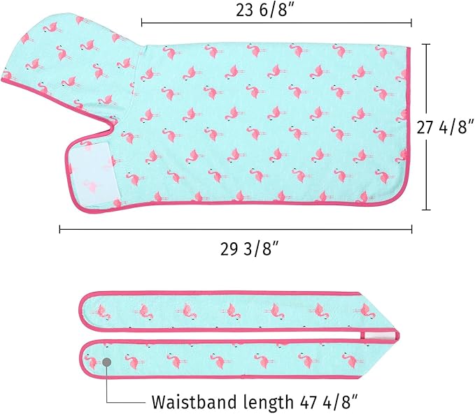 HDE Dog Bathrobe Super Absorbent Quick Drying Puppy Towel Wrap Coat Adjustable After Bath Robes with Hood for Dog Sizes S-XXL Flamingos L