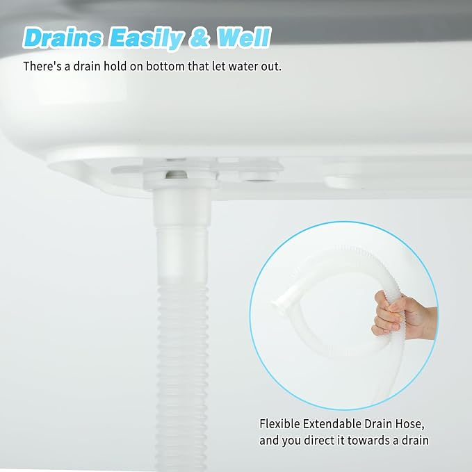 FHTONGE Elevated Dog Bathtub Grooming Station with Drain Adjustable Collar | 2 in 1 Collapsible Dogs Beautify Bathtub Portable Pet Washing Station, Pet Tub for Small Medium Dog Cat Shower Hairdressing