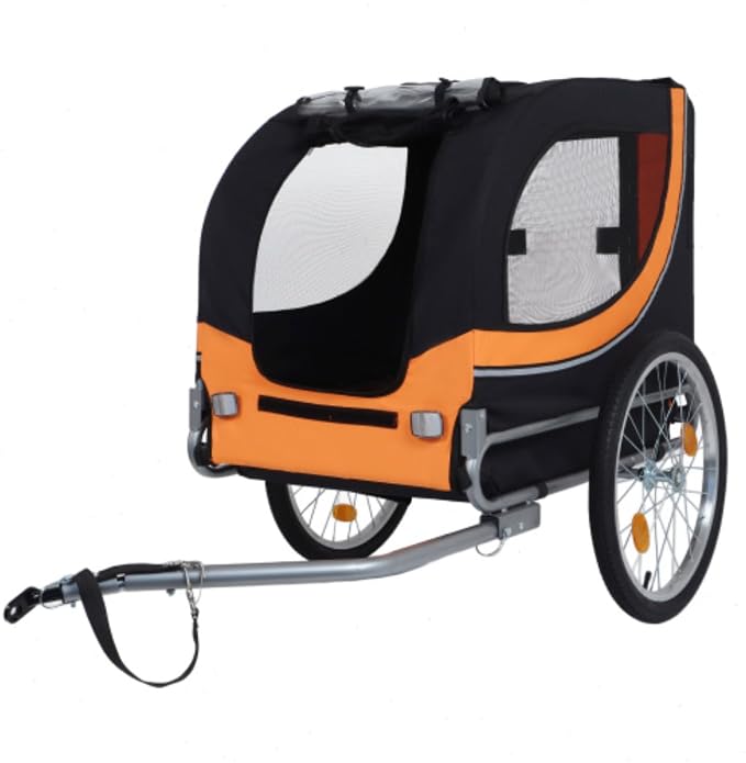 Large Folding Bike Trailer for Dogs – 66LB Capacity All-Terrain Pet Carrier, Durable Steel Frame for Cycling, Jogging, Camping & Outdoor Adventures