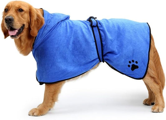 NACOCO Dog Bathrobe Towel Microfiber Pet Drying Moisture Absorbing Towels Coat for Dog and Cat (XL, Blue)
