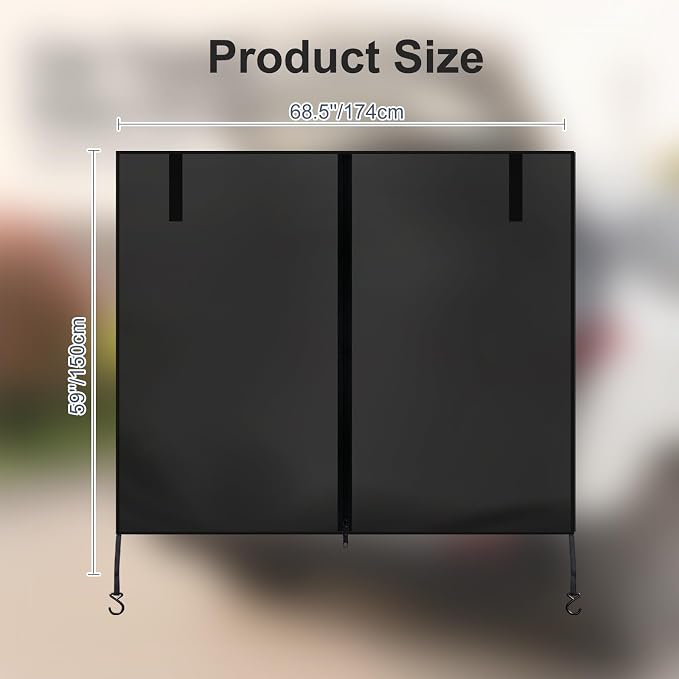 Tailgate Mesh Screen 68.5"x59", Magnetic Car Net for SUV Camping, UV & Bug Protection, Portable Mesh Screen for SUV, MPV, Car Camping Accessoires, Black