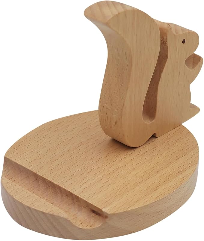 Cute Animal Cellphone Stand Holder Wooden Smartphone Desk Holder for Mobile Phones Cartoon Phone Stand Desk Ornament