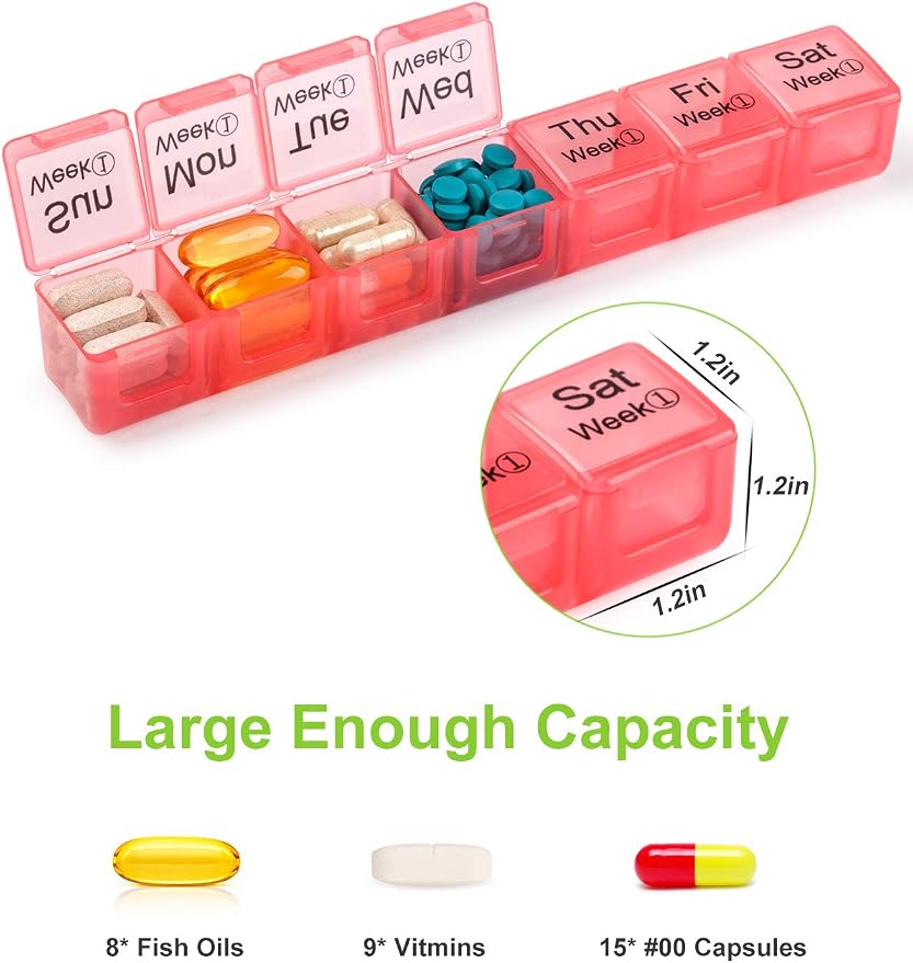 Large Monthly Pill Organizer 28 Day Medication Organizer Storage by Week,Extra Large Compartments Dust-Proof Pill Case Medication Reminder Travel Container for Vitamins/Fish Oil/Supplements