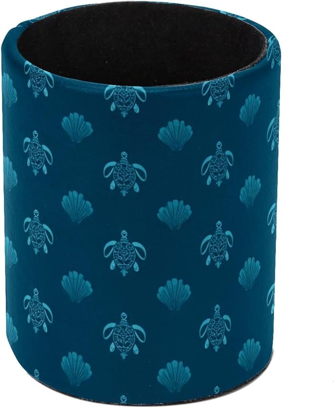 Faux Leather Pen Holder for Desk, Pencil Organizer Sea Turtle Pen Cup Desk Decor Makeup Brush Holder Storage for Office Home
