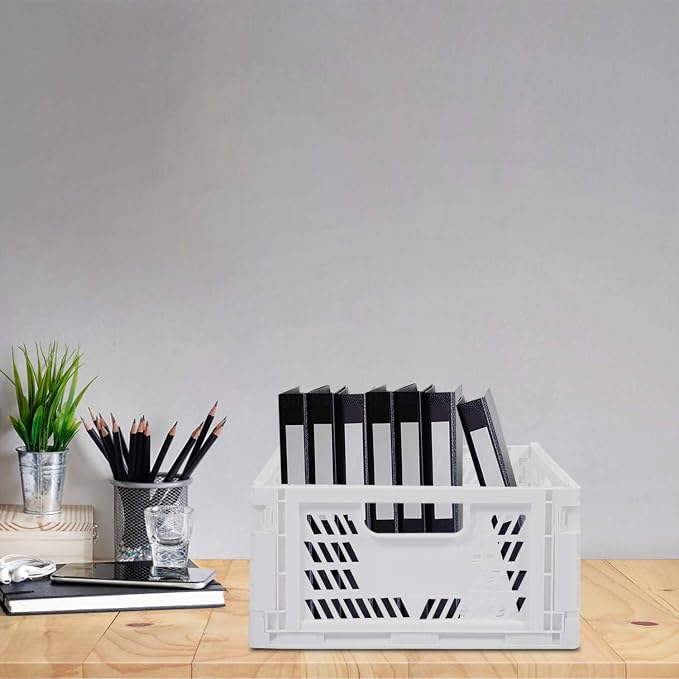 Phyllia 4 PC Baskets Plastic for Shelf Home Kitchen Storage Bin Organizer, Stackable Container Crate for Bedroom Bathroom Office Clothes Beauty(White, 13.3x10.2x5.1)