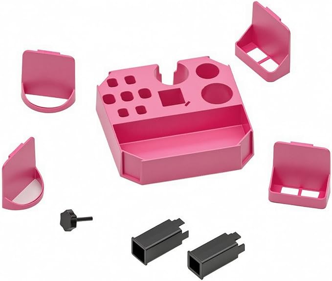 Industrial Stand Rack Grooming Organizer Table Storage Box Tool Holder with Two Compartments and Adjustment Knob Suitable for pet Salons Grooming Shows, Pink | Keeps Tools Within Reach, Professional-Grade, Grooming Table Arm Organizer, Pet Groomers