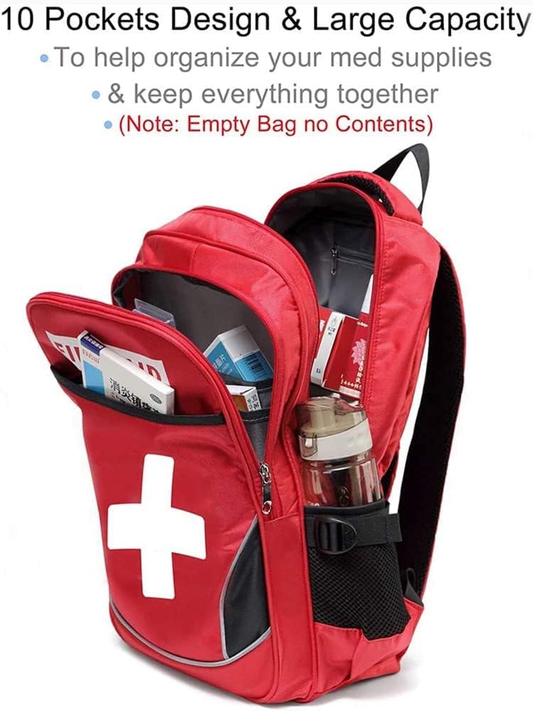 First Aid Bag Empty Red Emergency First Responder Trauma Multi-Pocket Traveling Field Trips Camping Essentials (Red, Pack of 5)