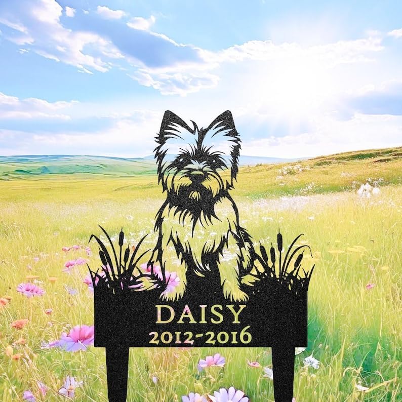 Personalized Cairn Terrier Dog Garden Sign, Dog Headstone, Memorial Stake | Pet Memorial Gifts for Dogs, Grave Marker, Grave Decorations for Cemetery, Dog Dad Gifts, Back Yard, Garden Decor