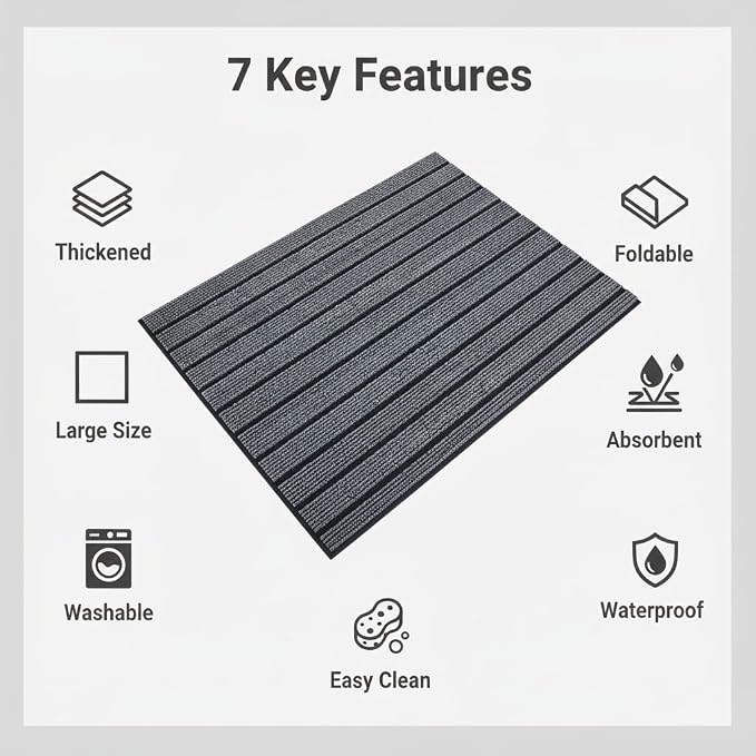 Dog Crate Mat 47"x32" Extra Thick Waterproof Non-Slip Kennel Pad | Absorbent Striped Design for Under Crate, Reusable & Washable Dog Mat for Crate