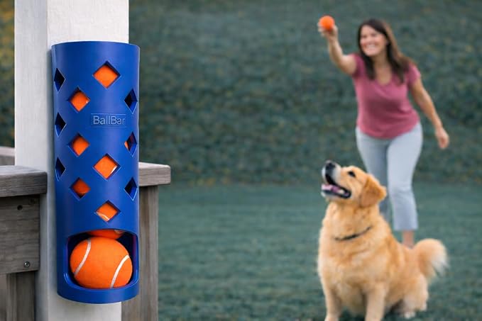 Wall Mounted Tennis Ball Holder for Dogs | Weatherproof ASA Dog Ball Storage for Garage, Patio, Mudroom or Porch - Fits Ball Launchers & Chuckers - Made in USA