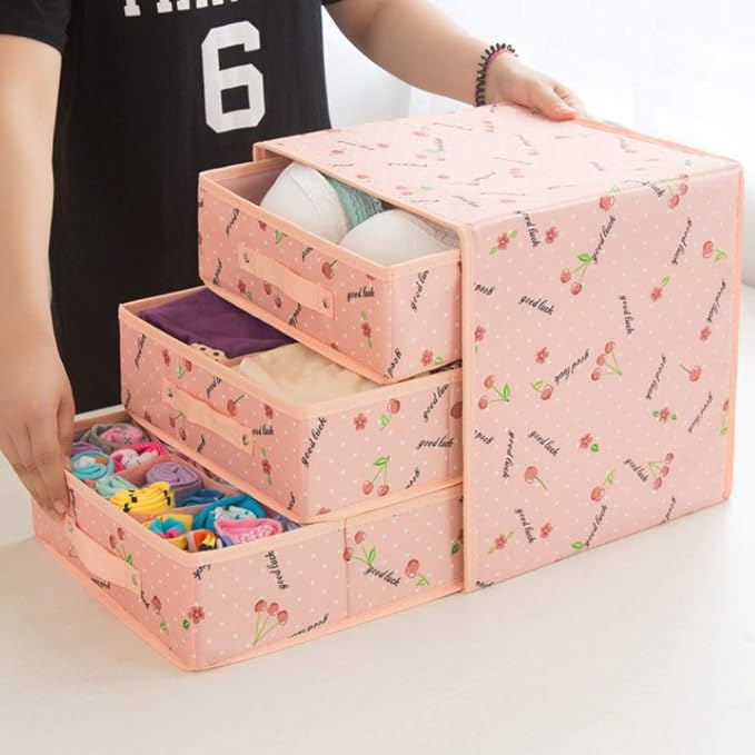 Foldable Divider Storage Bra Drawer Non-Woven Folding Box, Tie Socks Underwear Underwear Storage Bag Container Box (Color : B) (A)