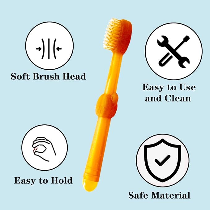Small Dog & Cat Toothbrush Kit with Storage Box, 6 Pack 3.6in/ 92mm Pet Toothbrushes, 360° Silicone Mini Head Tongue Cleaning Brush, Soft Bristle for Deep Cleaning Dental Care, Tartar Plaque Removal