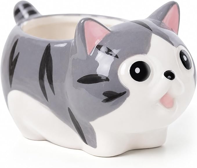 Ceramic Cat Shaped Pen Pencil Holder for Desk Decoration Accessories Cat Decor Makeup Brush Pen Cups Office School Ideal Gifts for Women, Mom or Birthdays
