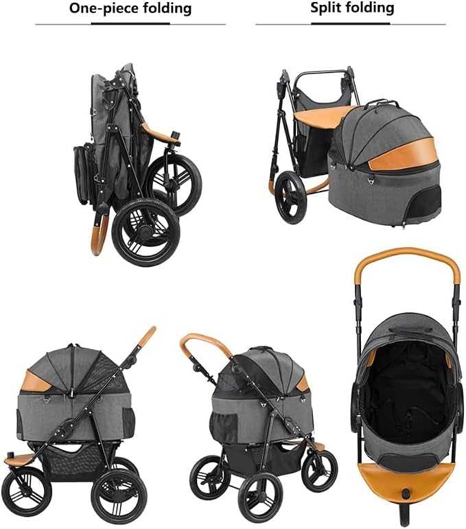 Pet Stroller Strolling Cart for Small Dogs Folding 3 in 1 Stroller for Cats 3 Wheels Travel Waterproof Puppy Strollers