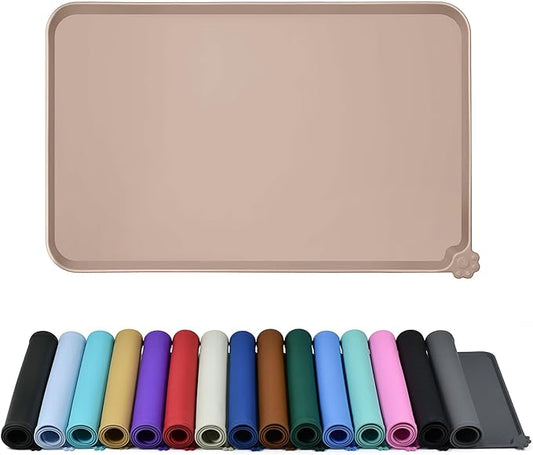 Reopet Waterproof Pet Feeding Mat, Non-Slip Silicone Placemats for Dog Cat Food and Water Bowl, High Raised Edges to Prevent Spills and Protect Floors