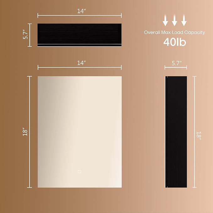 18x14 inch Bathroom Wall Cabinet, Saver Storage Cabinet, Medicine Cabinet with 1 Door and Adjustable Shelves, Black（Assembly Required）