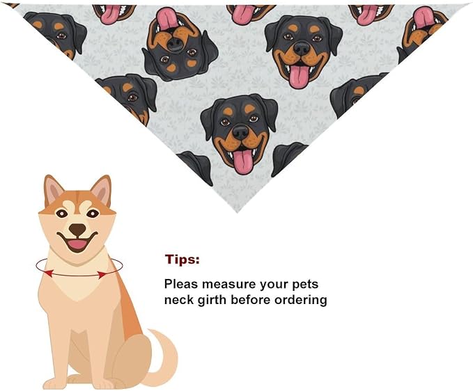 1Pcs Summer Rottweilers and Thistles Lightweight Comfy Triangle Scarf for Small to Large Pets Travel, Picnic, Party, Casual Daily Use