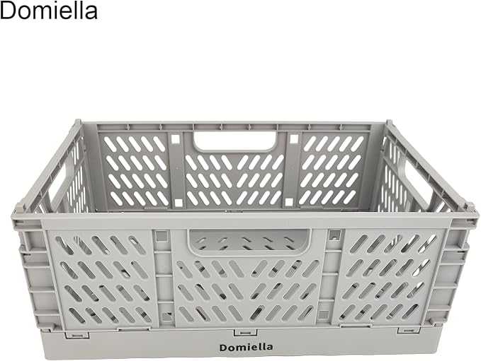 2 Pack Stackable Storage Crates, Plastic Foldable Baskets Small Golden Gray | Easy-carry handles, suitable for toys books groceries office supplies and household storage for home office shopping