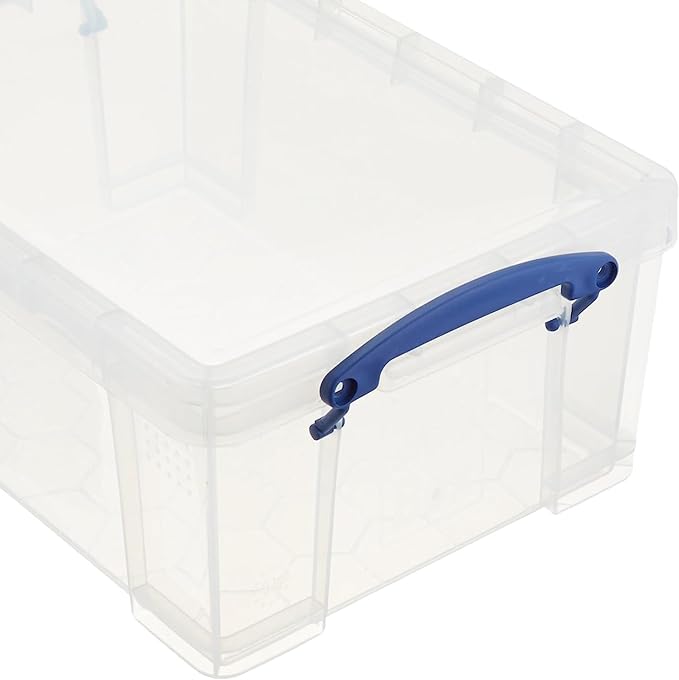 Really Useful Box Stackable 9 Liter Plastic Storage Container, 3 Pack | Bin with Snap Lid & Built-In Clip Lock Handles for Home & Office Organization