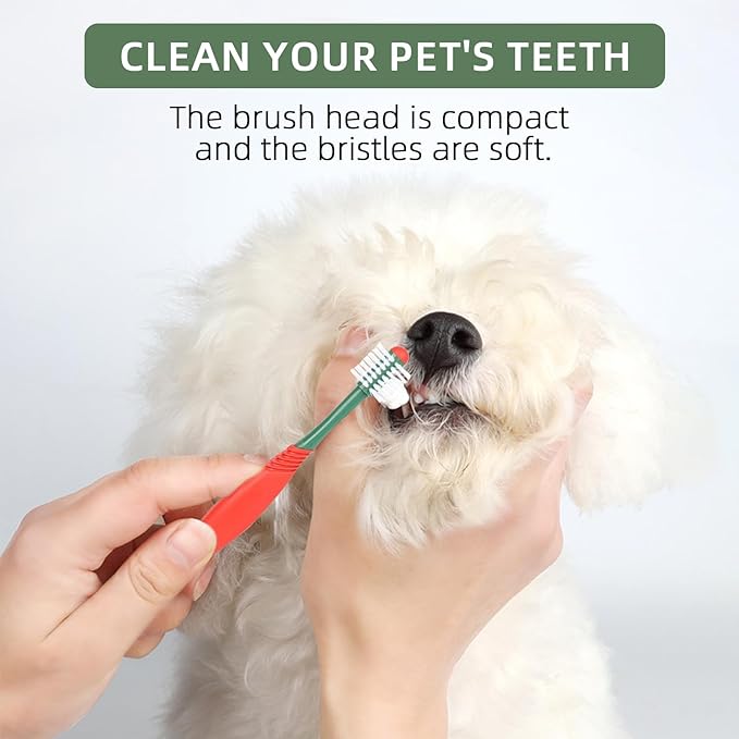 Dog Toothbrush and Toothpaste Kit Beef Dog Toothpaste(70g) Soft Nylon Double-Head Dog Toothbrush Green Dog Finger Toothbrush Puppy Tooth Brushing Kit Pet Dental Care Kit for Dogs and Cats