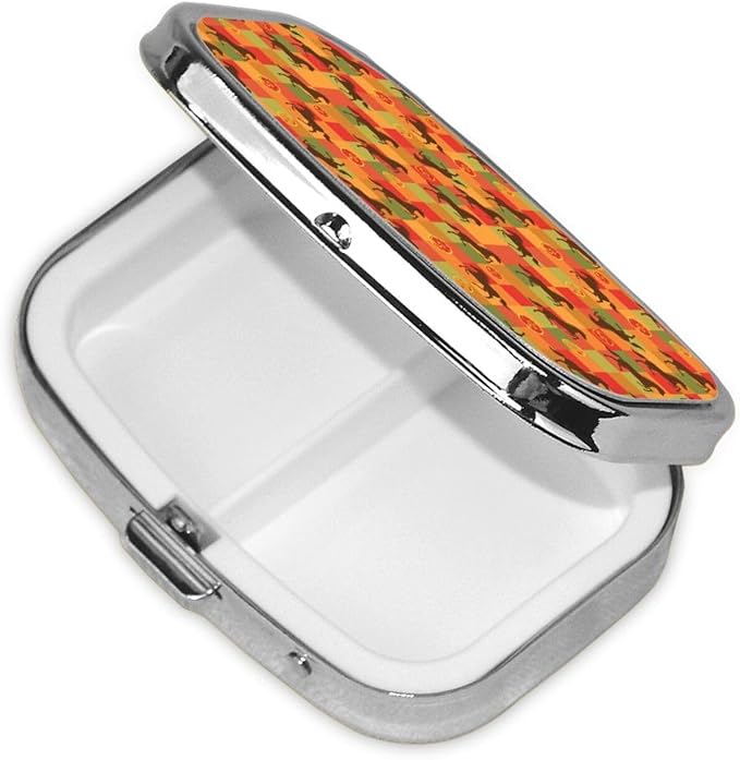 Mini Pill Organizer Moisture-Proof Design Daily Vitamin Case Compact Purse Carry Essential, Horse Red Plaid