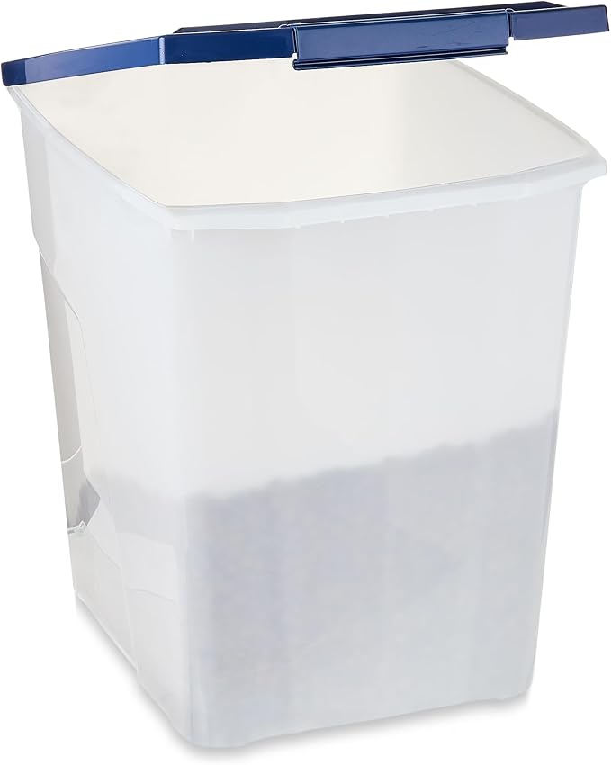 Plastic Pet Food Storage Container 50 LB with Locking Lid, Seal & Rolling Wheels, Food Safe, Dry Pet Food Bin for Dogs Cats, Home Kitchen Necessary