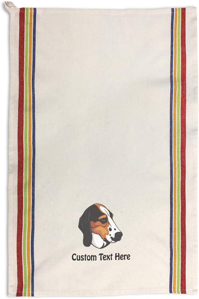 Custom Decor Kitchen Towels Treeing Walker Coonhound Head Pets Dogs Cleaning Supplies Dish Towels Multi Stripe Personalized Text Here