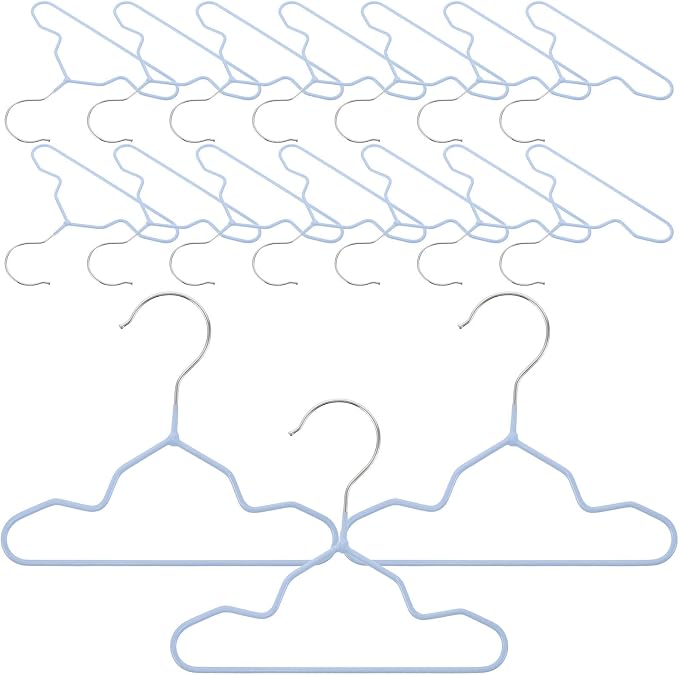 LIOOBO Pet Clothes Hangers Space-Saving Organizer 20pcs Anti-Slip Lightweight Metal and Plastic-Dipped Rack for Small Dogs and Cats Suitable for Puppy Apparel and Clothing Storage