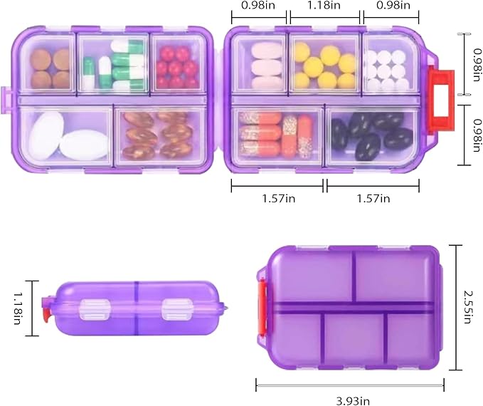 2PCS 7-Day Pill Organizer with Labels – Travel Pill Case, Daily Medication Organizer | Compact & Secure | Fits in Pocket/Purse (3.7” x 2.4”)