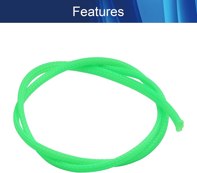 Jutagoss PET Expandable Braided Cable Sleeve, 1.64ft - 3/16 inch Fluorescent Green Cable Management Sleeve, Wire Loom Tube Cord Protector for USB Cable, Power Cord, Audio Video and More, 1Pc