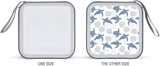 DVD Storage Binder for 40 Discs Sea Turtle Grass Natural Watercolor, Hard Shell Protective Wallet with Handle, Portable CD Organizer for Car Travel
