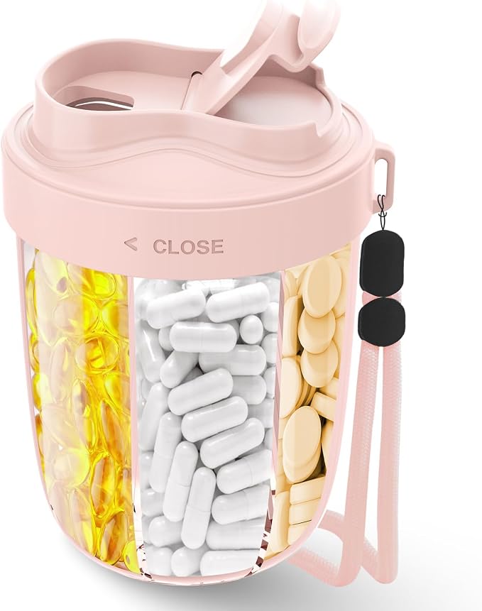 Pill Dispenser with 7 Large Compartments - Portable Pill Organizer for Travel