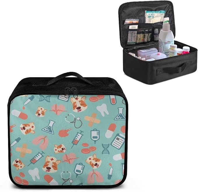 Nurse Portable Empty First Aid Kit Bag Pet Dog Travel Medicine Pouch Patterns Medical Bag Empty Medium Medical Supplies Organizer Bag Trauma Kit for Traveling Hiking Camping School