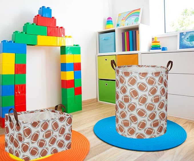 Essme Rectangular Football Baskets ,Kids Storage Box,Toy Bin for Boys with Handles for Room Decor, Kids Basket,Shelf Basket,Toy Organizer(Footballs)