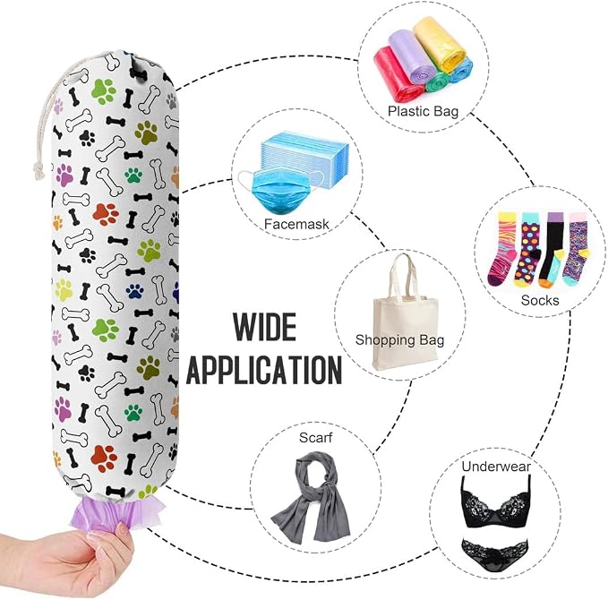 Dog Pattern Grocery Bags Holder & Organizer - Wall Mount Plastic Bags Storage Dispensers - Perfect For Shopping, Kitchen, Home & Gifts