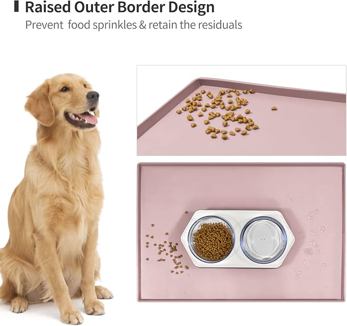 Silicone Dog Food Mat Waterproof Pet Feeding Tray for Small Medium Dogs