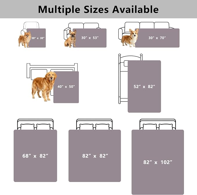 Waterproof Couch Cover for Dogs - Washable Pets Furniture Protector | TPU Leak-Proof Liner, Lightweight & Reversible, Fits Chair, Sofa, Bed, 82" x 102" , Lightgrey/Cream